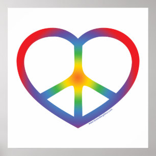Rainbow Heart, Love, Peace Sign