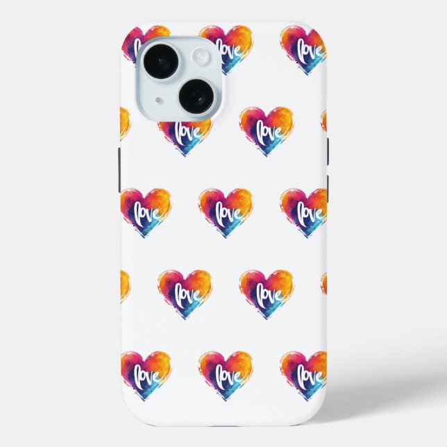 Rainbow Heart Love Slogan Case-Mate iPhone Case (Back)