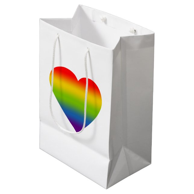 Rainbow Heart Medium Gift Bag (Front Angled)