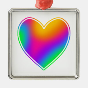 Rainbow Heart Metal Tree Decoration
