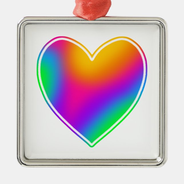 Rainbow Heart Metal Tree Decoration (Front)