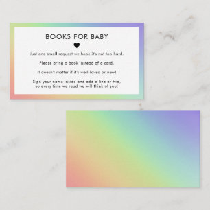 Rainbow Heart Minimalist Books for Baby Shower Enclosure Card