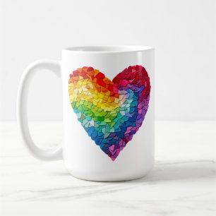 Rainbow Heart Mosaic Queer Pride Gay Love LGBTQ Coffee Mug