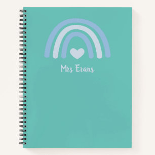 Rainbow Heart Notebook, Personalised Teacher Gift Notebook