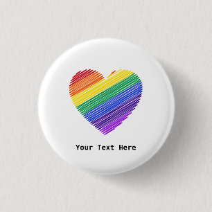 Rainbow Heart Of Love  3 Cm Round Badge