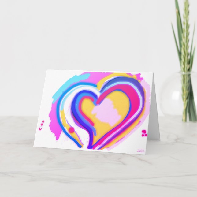 RAINBOW HEART ORIGINAL ART Folded Greeting Card (Front)