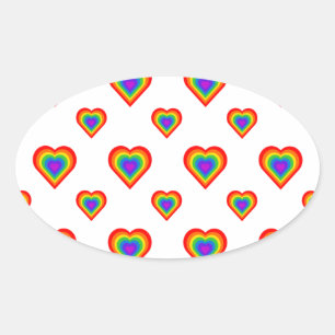 Rainbow Heart Oval Sticker