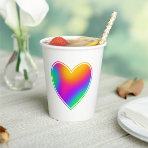 Rainbow Heart Paper Cups