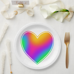 Rainbow Heart Paper Plate