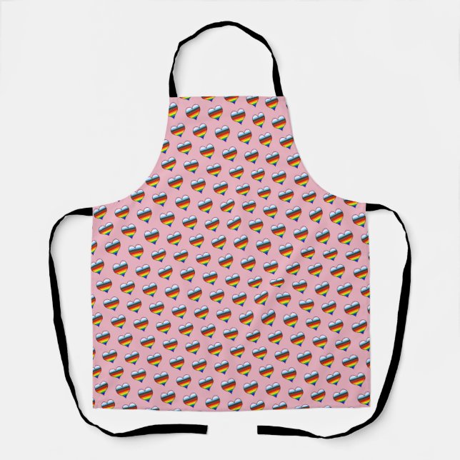 Rainbow Heart Pattern Apron (Front)