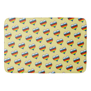 Rainbow Heart Pattern Bath Mat