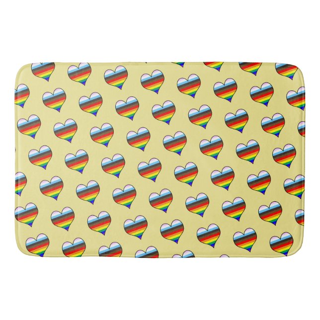 Rainbow Heart Pattern Bath Mat (Front)