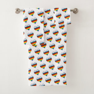 Rainbow Heart Pattern Bath Towel Set