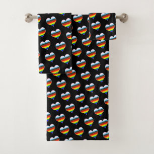 Rainbow Heart Pattern Bath Towel Set