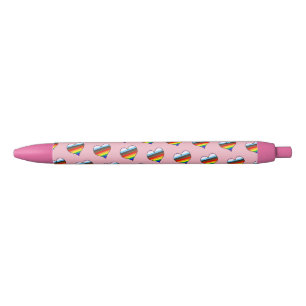 Rainbow Heart Pattern Black Ink Pen
