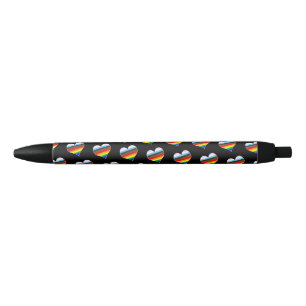 Rainbow Heart Pattern Black Ink Pen