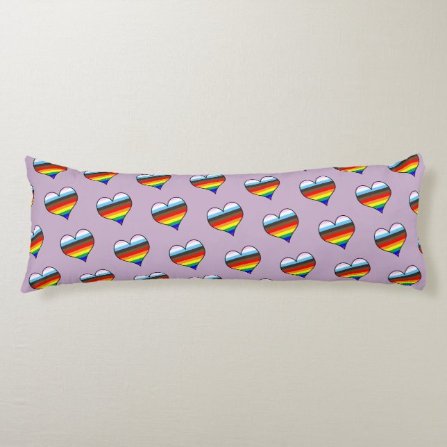 Rainbow Heart Pattern Body Pillow (Front)