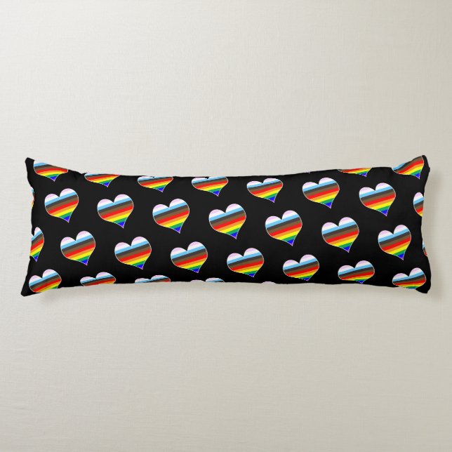 Rainbow Heart Pattern Body Pillow (Front)