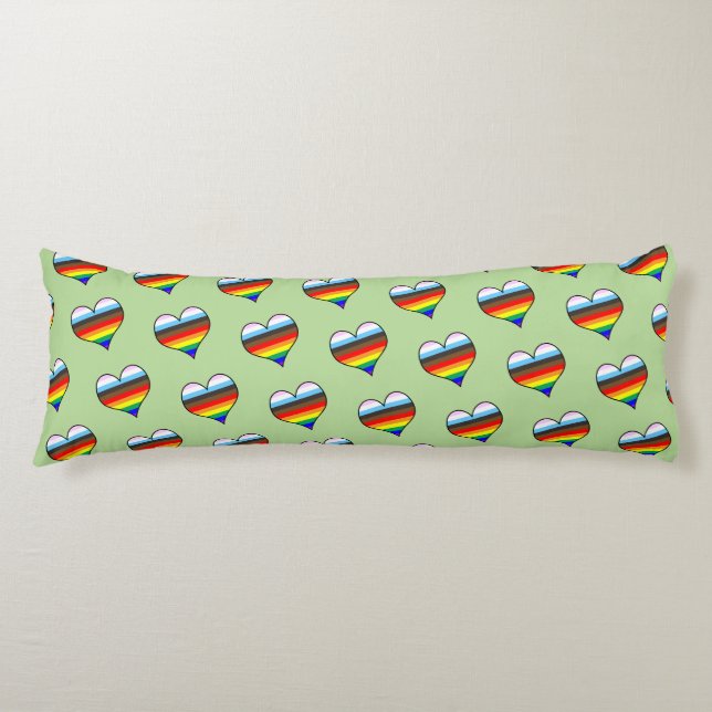 Rainbow Heart Pattern Body Pillow (Front)