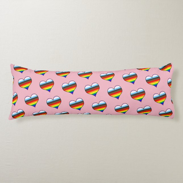 Rainbow Heart Pattern Body Pillow (Front)