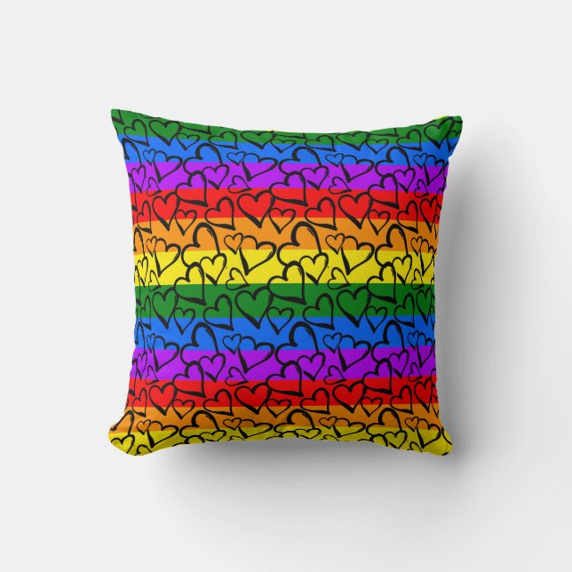Rainbow Heart Pattern Cushion (Front)