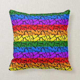 Rainbow Heart Pattern Cushion
