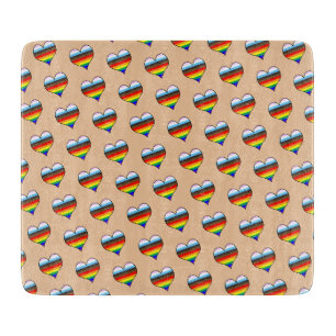 Rainbow Heart Pattern Cutting Board