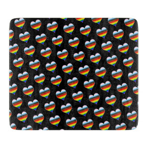Rainbow Heart Pattern Cutting Board