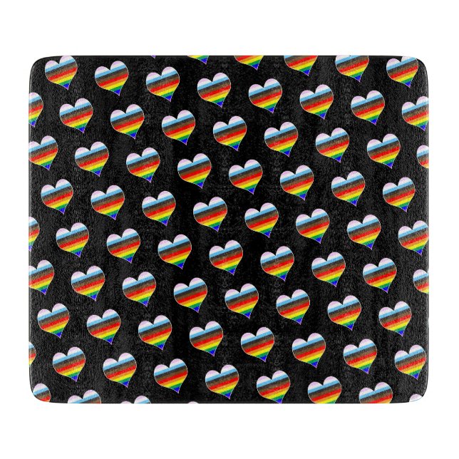Rainbow Heart Pattern Cutting Board (Front)