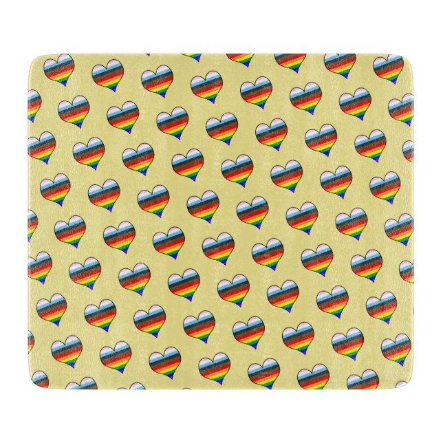 Rainbow Heart Pattern Cutting Board (Front)