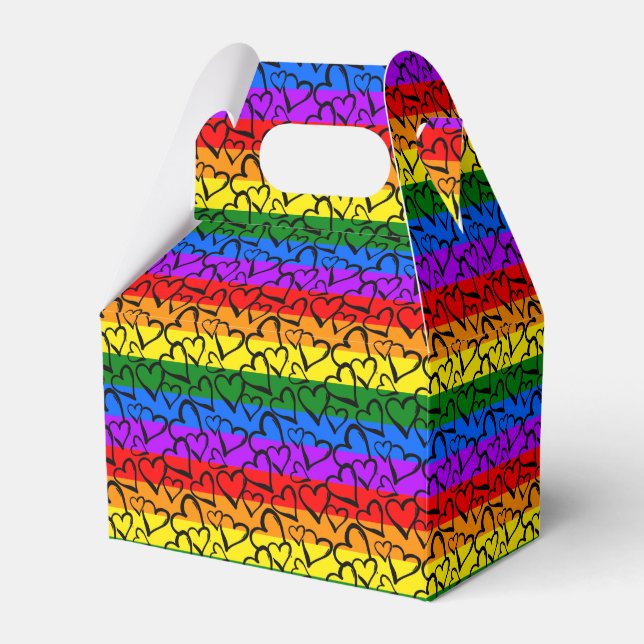 Rainbow Heart Pattern Favour Box (Front Side)