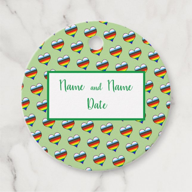Rainbow Heart Pattern Favour Tags (Front)