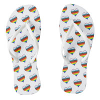 Rainbow Heart Pattern Flip Flops