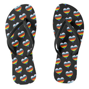 Rainbow Heart Pattern Flip Flops