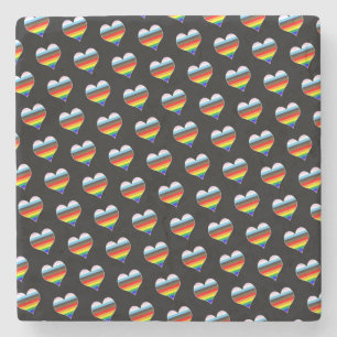 Rainbow Heart Pattern Glass Coaster