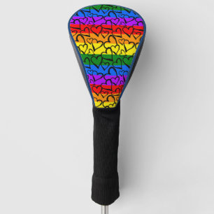 Rainbow Heart Pattern Golf Head Cover
