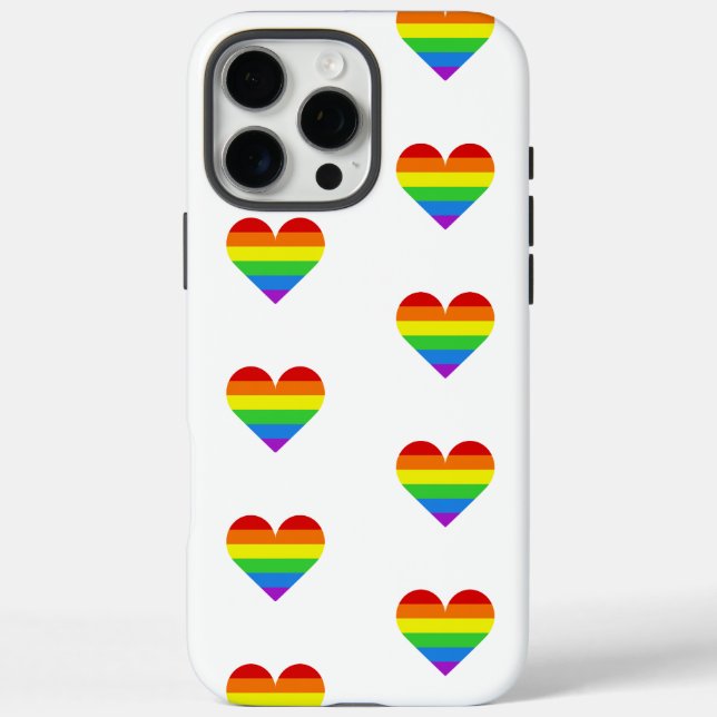 Rainbow Heart Pattern iPhone 16 Pro Max Case (Back)