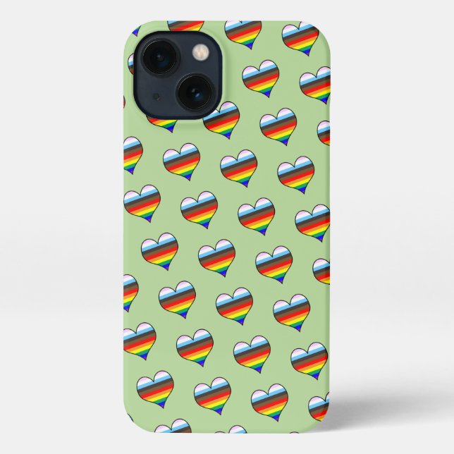 Rainbow Heart Pattern iPhone Case (Back)