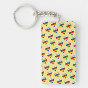 Rainbow Heart Pattern Key Ring