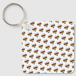 Rainbow Heart Pattern Key Ring