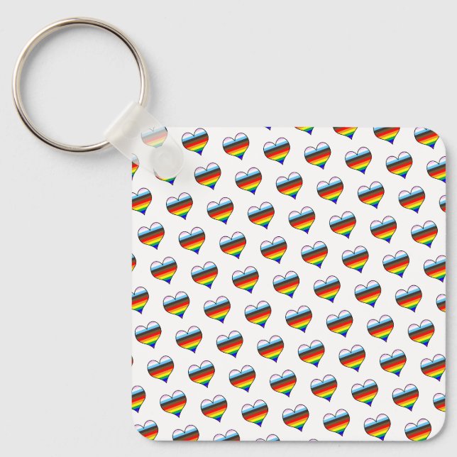 Rainbow Heart Pattern Key Ring (Front)