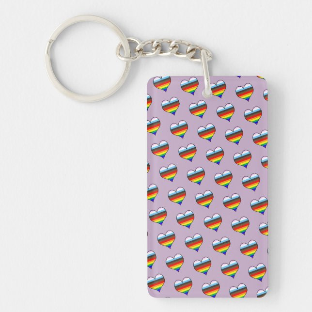 Rainbow Heart Pattern Keychain (Front)