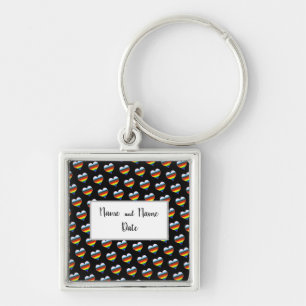 Rainbow Heart Pattern Keychain