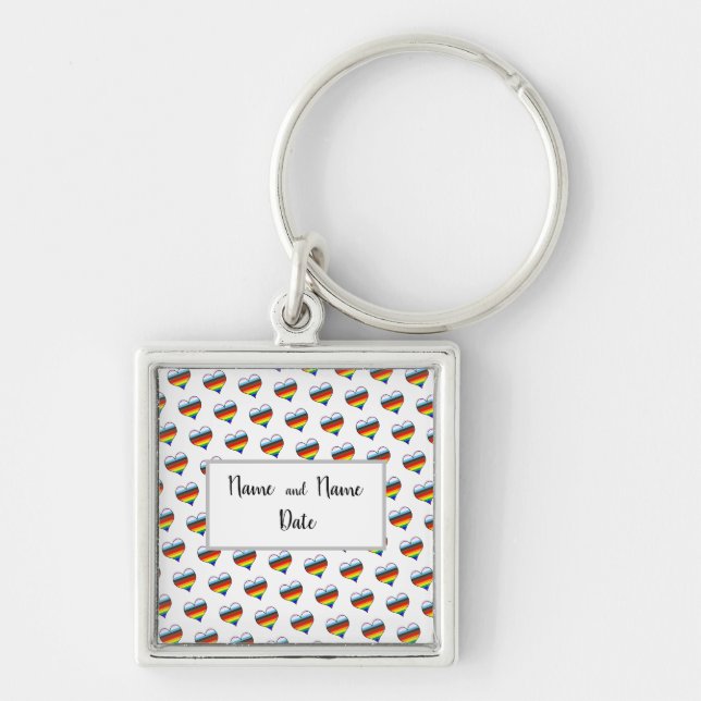 Rainbow Heart Pattern Keychain (Front)