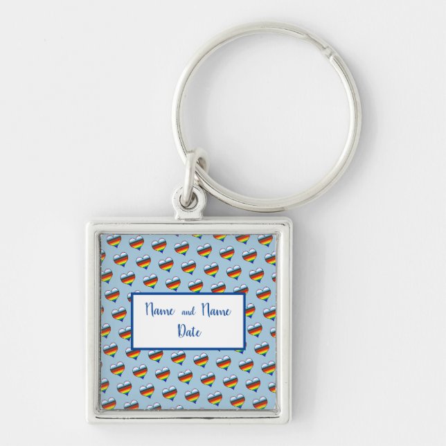 Rainbow Heart Pattern Keychain (Front)