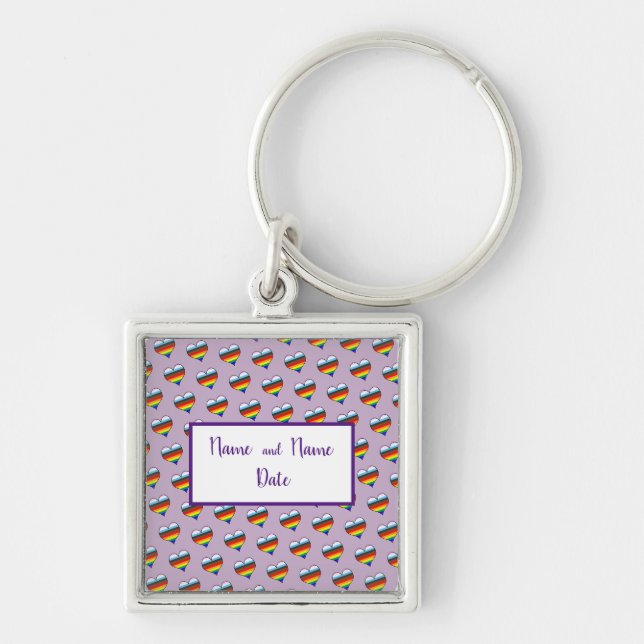 Rainbow Heart Pattern Keychain (Front)