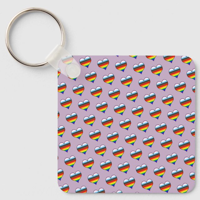 Rainbow Heart Pattern Keychain (Front)