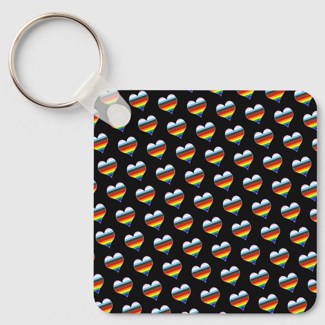 Rainbow Heart Pattern Keychain (Front)
