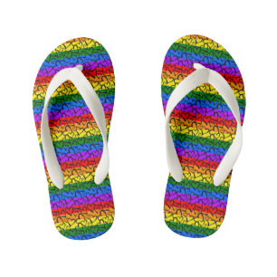 Rainbow Heart Pattern Kid's Flip Flops