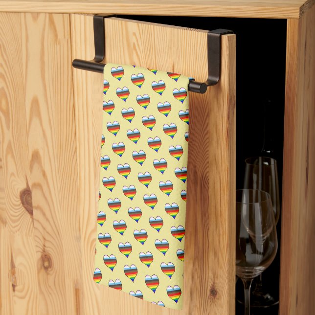 Rainbow Heart Pattern  Kitchen Towel (Thirds Fold)